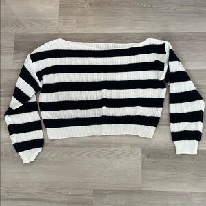 Black and White Striped Women's Sweater
